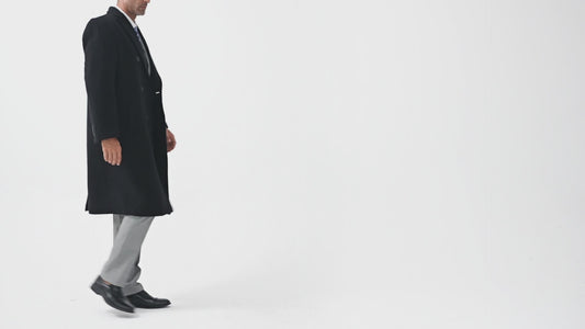 Black Double Breasted Wool Cashmere Long Overcoat
