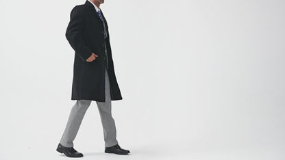 Black Wool Cashmere Bond Overcoat Black Lining