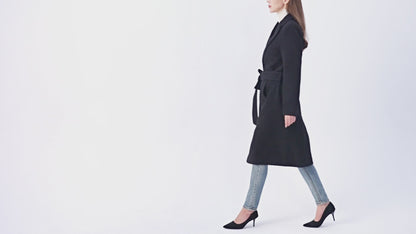 Women's Black Wool Cashmere Long Overcoat