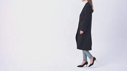 Women's Black Wool Cashmere Covert Overcoat