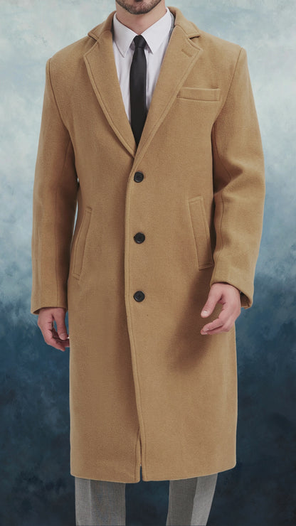 Camel Wool Cashmere Long Overcoat