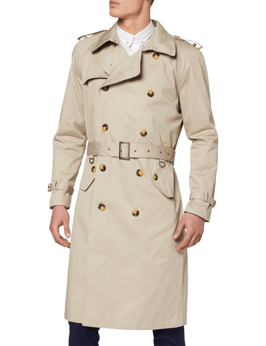 Stone Beige Double Breasted Trench Coat - The Platinum Tailor